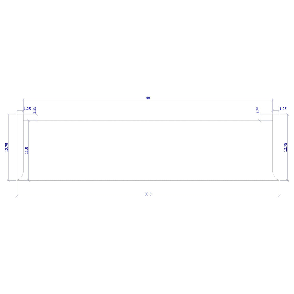 Double Return 1&quot; x 11 - 1/2&quot; Stair Tread (1400DR) - Stair Parts USA
