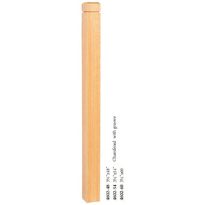 Farmhouse Series, 3 - 1/2" Newel, Chamfered Top with Groove (4602 - 48, 4602 - 56, 4602 - 60) - Stair Parts USA