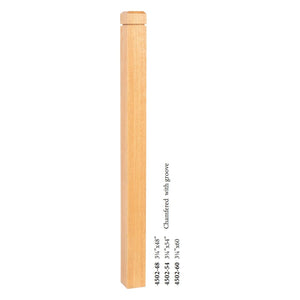 Farmhouse Series, 3 - 1/4" Newel, Chamfered Top with Groove (4502 - 48, 4502 - 54, 4502 - 60) - Stair Parts USA