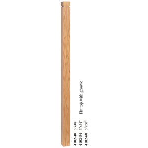 Farmhouse Series, 3" Newel, Flat Top with Groove (4102 - 48, 4102 - 54, 4102 - 60) - Stair Parts USA