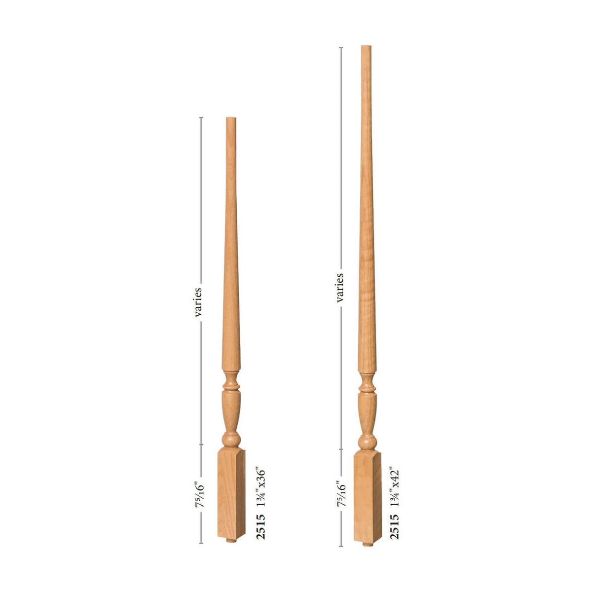 Georgia 1 - 3/4&quot; Structural Rise Pin Top Baluster / FLUTED (2515F) - Stair Parts USA