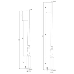 Georgia 1 - 3/4" Structural Rise Pin Top Baluster / PLAIN (2515) - Stair Parts USA