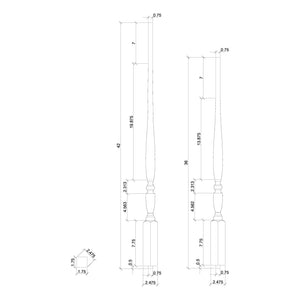 Georgia 1 - 3/4" Structural Rise Pin Top Baluster / TWISTED (2025T) - Stair Parts USA