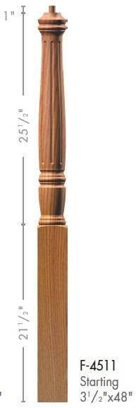 Georgia 3 - 1/2" x 48" 4511 Pin Top Turned Newel (4511, 4511F, 4511T) - Stair Parts USA