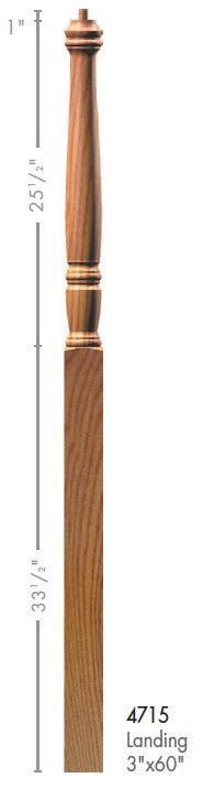 Georgia 3" x 60" 4715 Pin Top Turned Newel (4715, 4715F, 4715T) - Stair Parts USA
