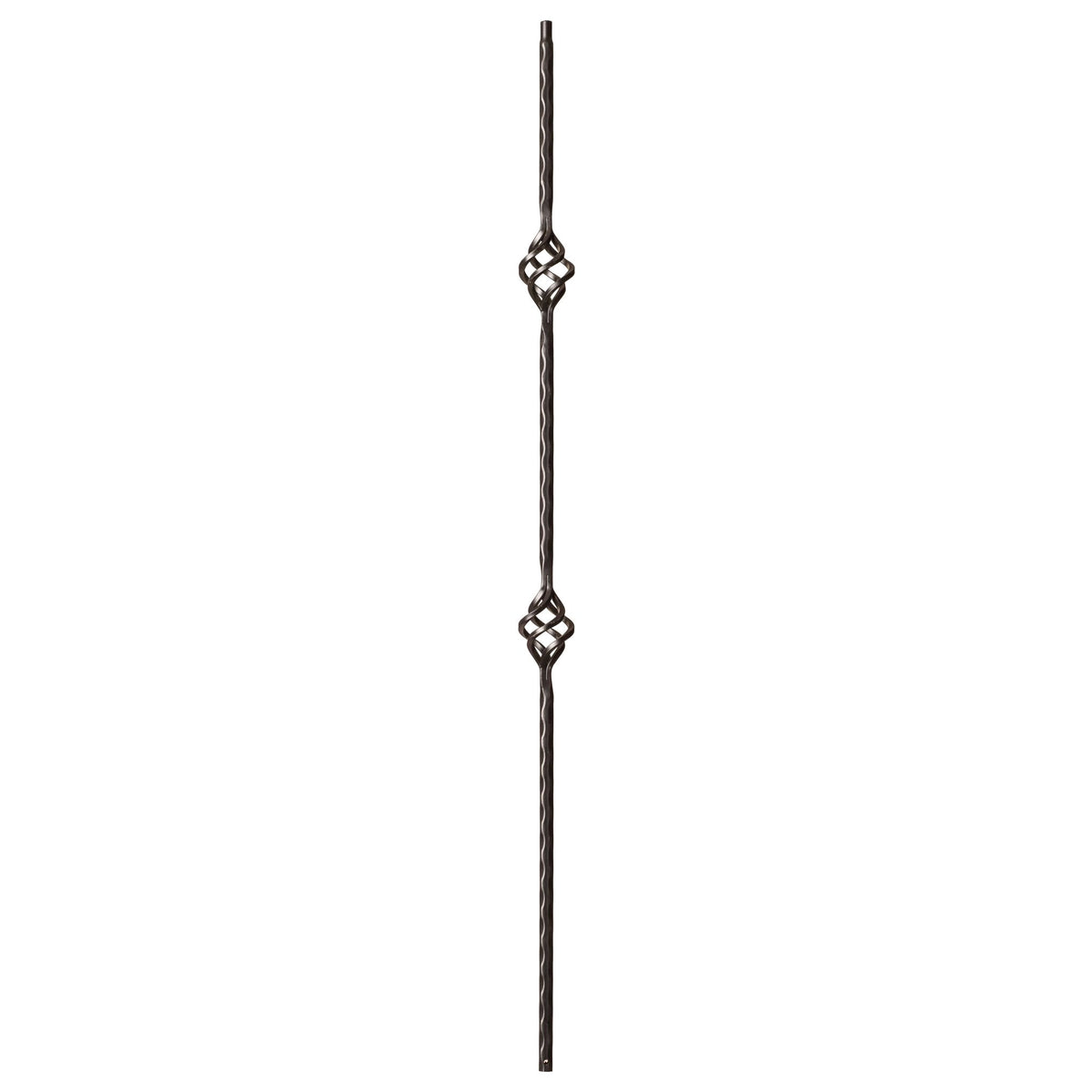 Hammered Edge Series 9/16&quot; Square x 44&quot;H Double Basket with Hammered Edge Hollow Iron Baluster (9028HE) - Stair Parts USA