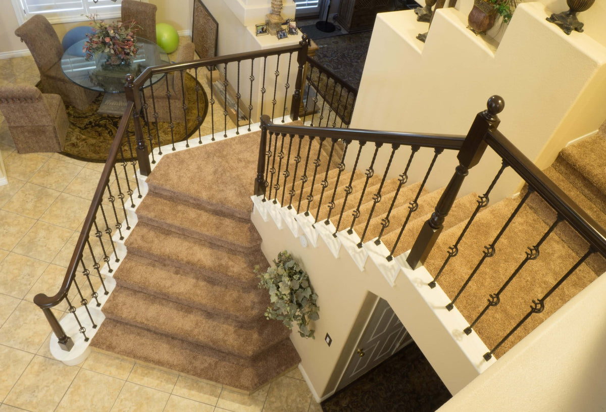 Hammered Edge Series 9/16&quot; Square x 44&quot;H Double Basket with Hammered Edge Hollow Iron Baluster (9028HE) - Stair Parts USA