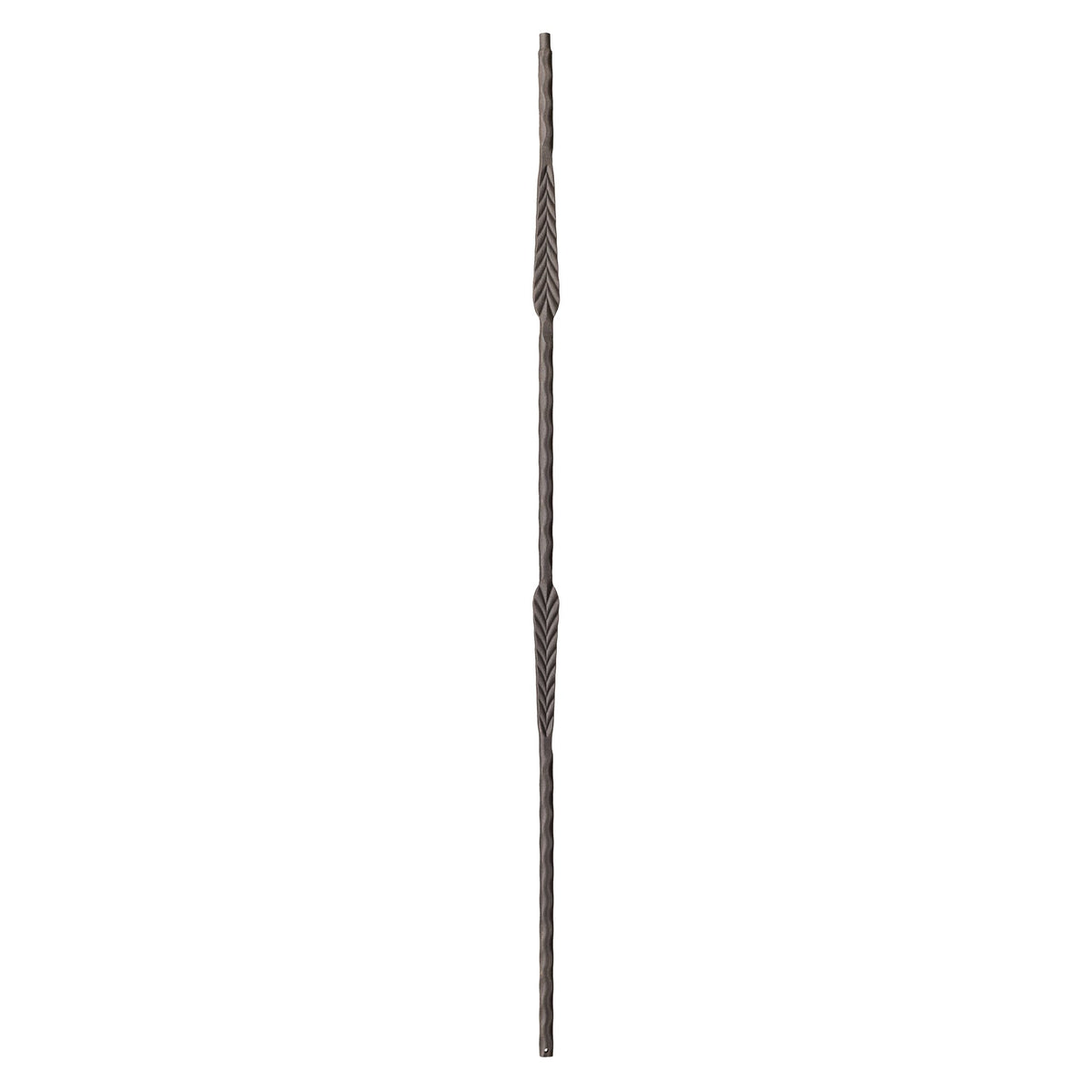 Hammered Edge Series 9/16&quot; Square x 44&quot;H Double Feather with Hammered Edge Hollow Iron Baluster (9022HE) - Stair Parts USA