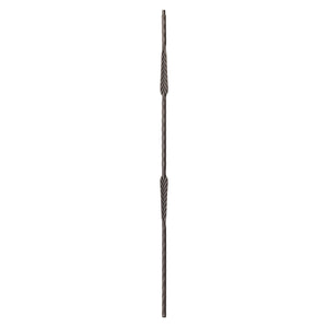 Hammered Edge Series 9/16" Square x 44"H Double Feather with Hammered Edge Hollow Iron Baluster (9022HE) - Stair Parts USA