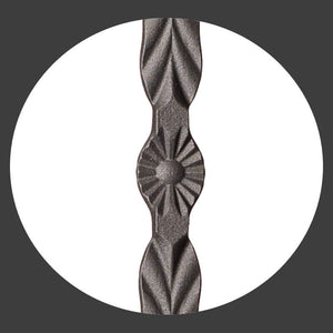 Hammered Edge Series 9/16" Square x 44"H Double Feather with Hammered Edge Hollow Iron Baluster (9022HE) - Stair Parts USA