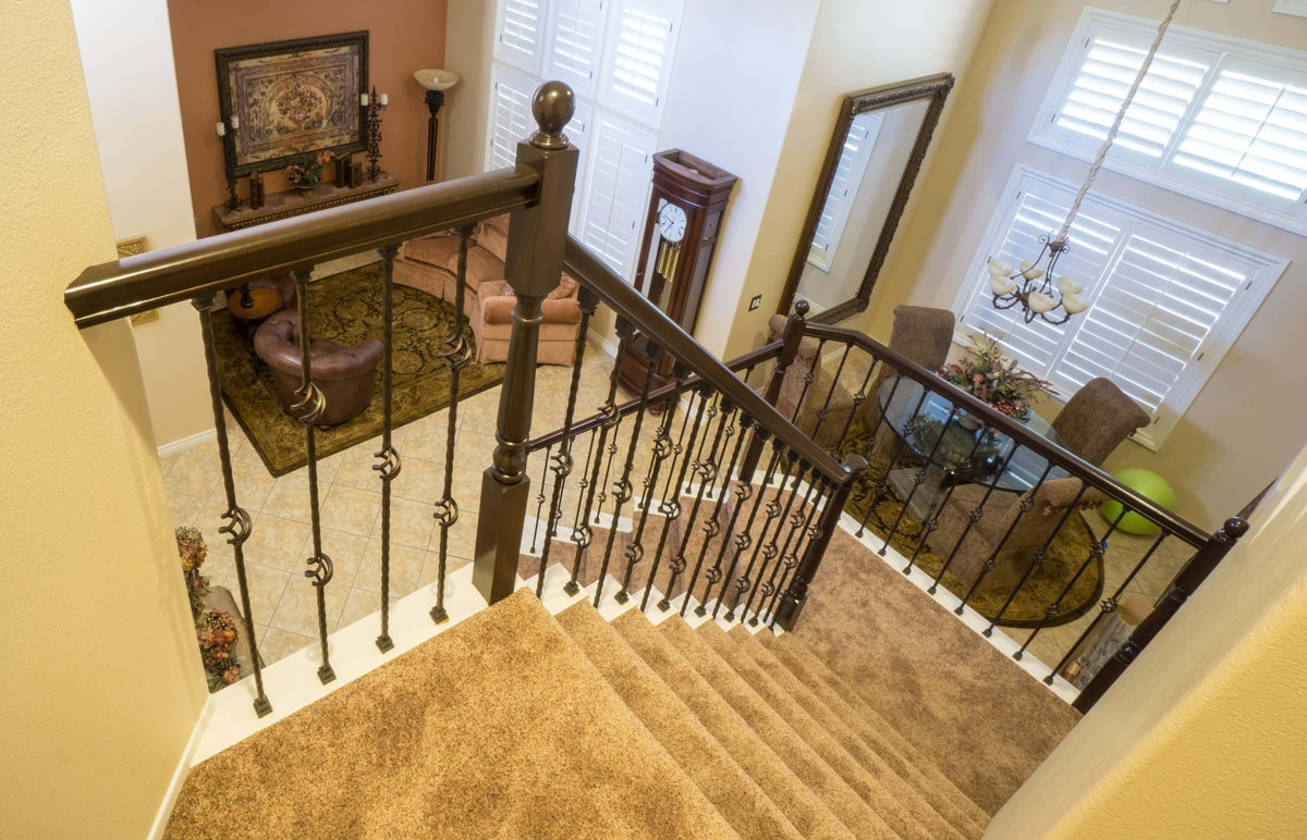 Hammered Edge Series 9/16&quot; Square x 44&quot;H Single Basket with Hammered Edge Hollow Iron Baluster (9027HE) - Stair Parts USA