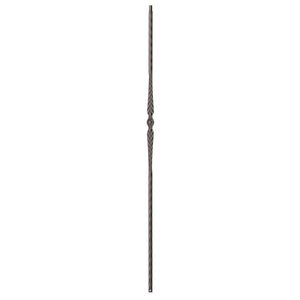 Hammered Edge Series 9/16" Square x 44"H Single Feather with Hammered Edge Hollow Iron Baluster (9021HE) - Stair Parts USA