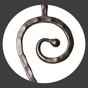 Hammered Face Series 9/16" Square x 44 - 3/32"H 5" x 14.5" "S" Scroll and Knob with Hammered Face - Hollow Iron Baluster (9047HF) - Stair Parts USA