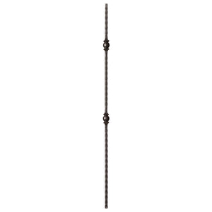 Hammered Face Series 9/16" Square x 44 - 3/32"H Double Ball with Hammered Face - Hollow Iron Baluster (9033HF) - Stair Parts USA