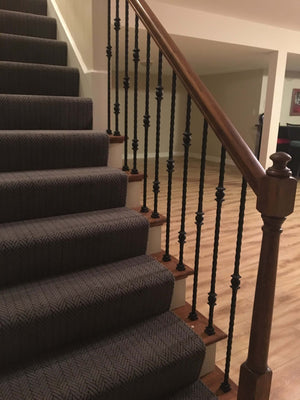 Hammered Face Series 9/16" Square x 44 - 3/32"H Double Ball with Hammered Face - Hollow Iron Baluster (9033HF) - Stair Parts USA