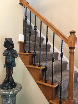 Hammered Face Series 9/16" Square x 44 - 3/32"H Double Ball with Hammered Face - Hollow Iron Baluster (9033HF) - Stair Parts USA