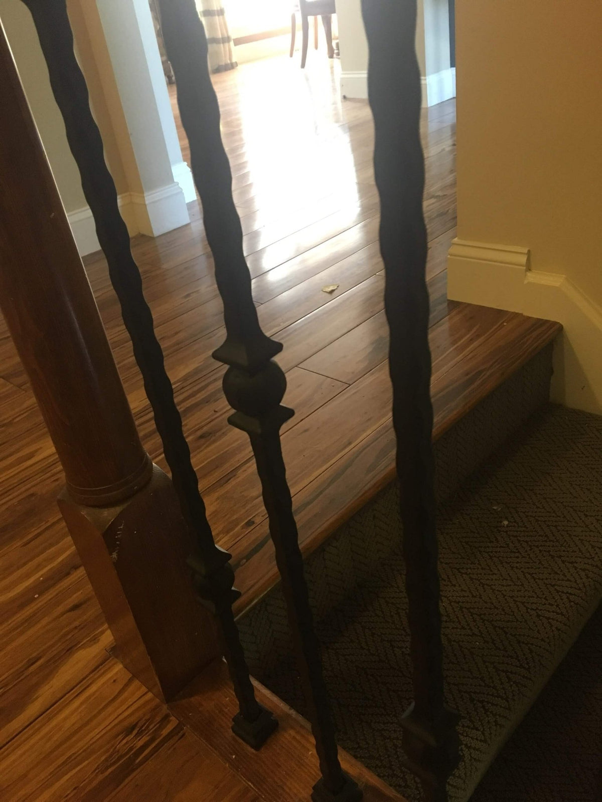 Hammered Face Series 9/16&quot; Square x 44 - 3/32&quot;H Double Ball with Hammered Face - Hollow Iron Baluster (9033HF) - Stair Parts USA