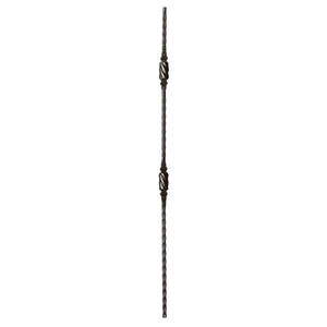 Hammered Face Series 9/16" Square x 44 - 3/32"H Double Knob with Hammered Face - Hollow Iron Baluster (9046HF) - Stair Parts USA