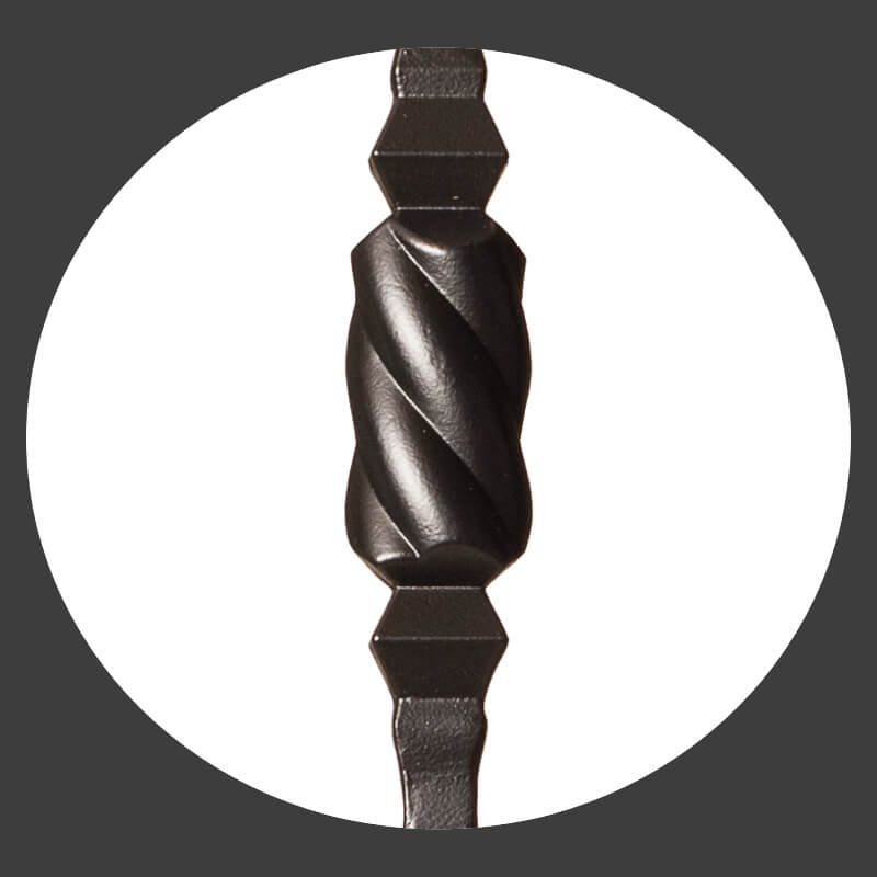 Hammered Face Series 9/16&quot; Square x 44 - 3/32&quot;H Double Knob with Hammered Face - Hollow Iron Baluster (9046HF) - Stair Parts USA