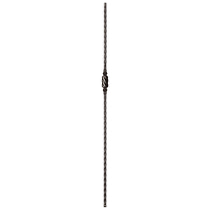 Hammered Face Series 9/16" Square x 44 - 3/32"H Single Knob with Hammered Face - Hollow Iron Baluster (9045HF) - Stair Parts USA