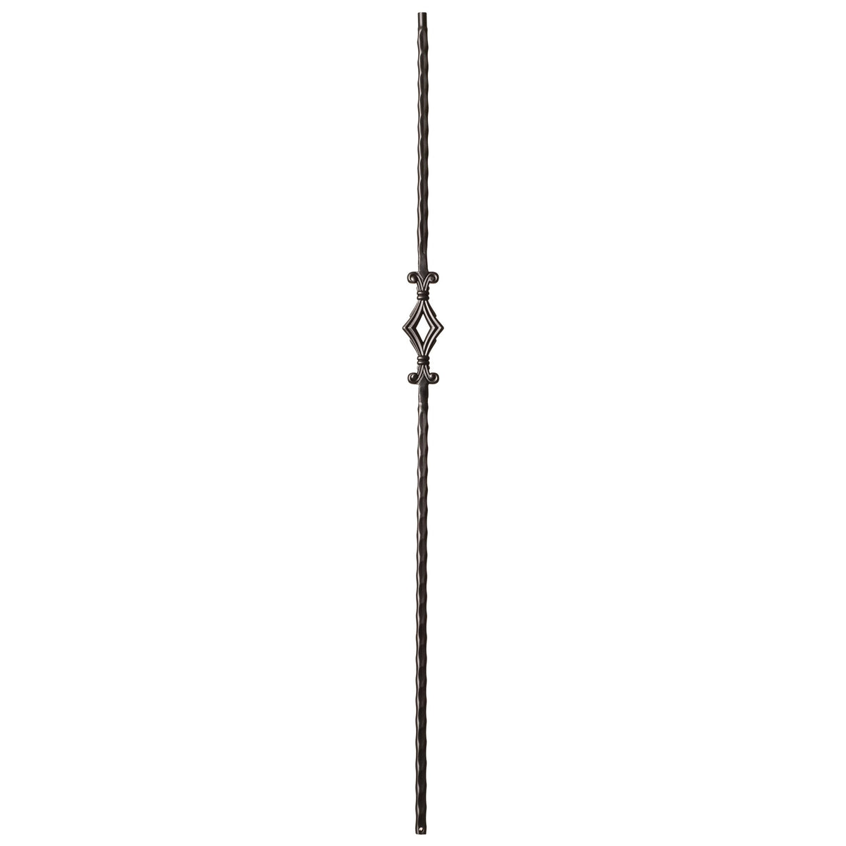Hammered Face Series 9/16&quot; Square x 44&quot;H Single Diamond with Hammered Face - Hollow Iron Baluster (9040HF) - Stair Parts USA
