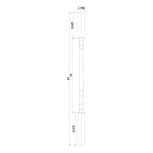 Hampton 1 - 1/4" 6134 Elegant Rise Square Top Baluster (6134, 6138, 6142) - Stair Parts USA