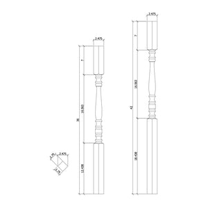 Hampton 1 - 3/4" 5005 Elegant Rise Square Top Baluster - Stair Parts USA