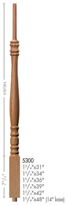 Hampton 1 - 3/4&quot; 5300 Structural Rise Pin Top Baluster - Stair Parts USA