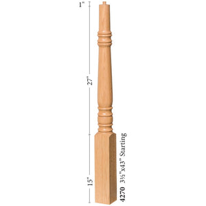 Hampton 3 - 1/2" 4270 Pin Top Turned Newel - Stair Parts USA