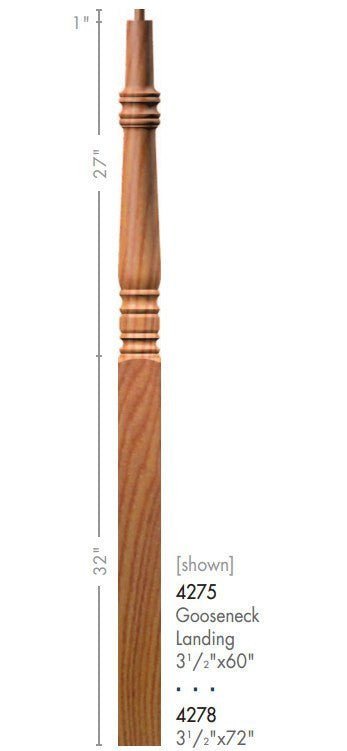 Hampton 3 - 1/2&quot; 4275 Pin Top Turned Newel (4275, 4278) - Stair Parts USA