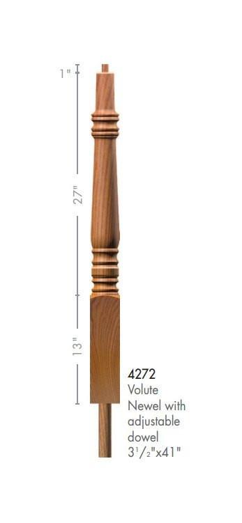 Hampton 3 - 1/2&quot; x 41&quot; 4272 Pin Top Turned Newel - Stair Parts USA