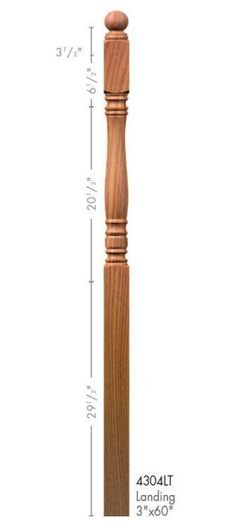 Hampton 3&quot; 4300LT Short Block Turned Newel (4300LT, 4304LT) - Stair Parts USA