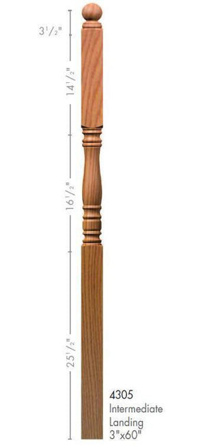 Hampton 3" x 60" 4305 Long Block Turned Newel - Stair Parts USA