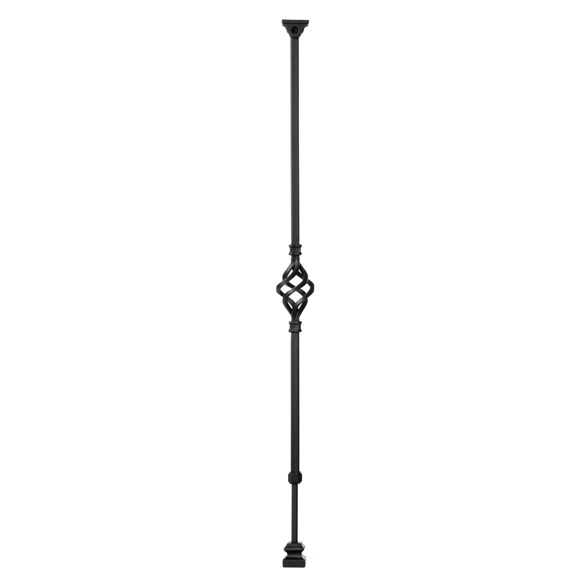 &quot;Ole Iron Slides&quot; 1/2&quot; Square x 30&quot;-38&quot;H Single Basket Adjustable Hollow Iron Baluster (ISBAS)