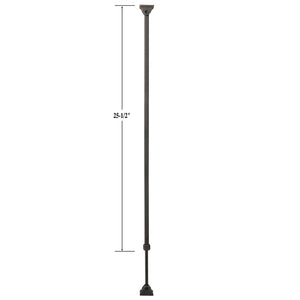 KNEE WALL SERIES: "Ole Iron Slides" - 1/2" Square x 26 - 1/2" - 32"H - Plain Style - Adjustable Hollow Iron Baluster (KW - ISPLA) - Stair Parts USA