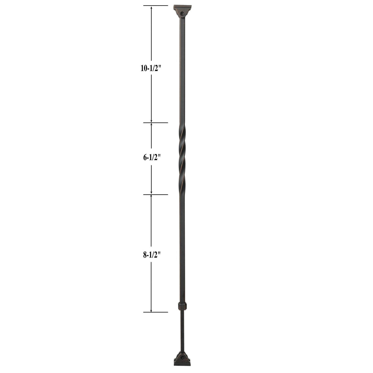 KNEE WALL SERIES - &quot;Ole Iron Slides&quot; - 1/2&quot; Square x 26 - 1/2&quot; - 32&quot;H Single Twist Adjustable Hollow Iron Baluster (KW - ISTW) - Stair Parts USA
