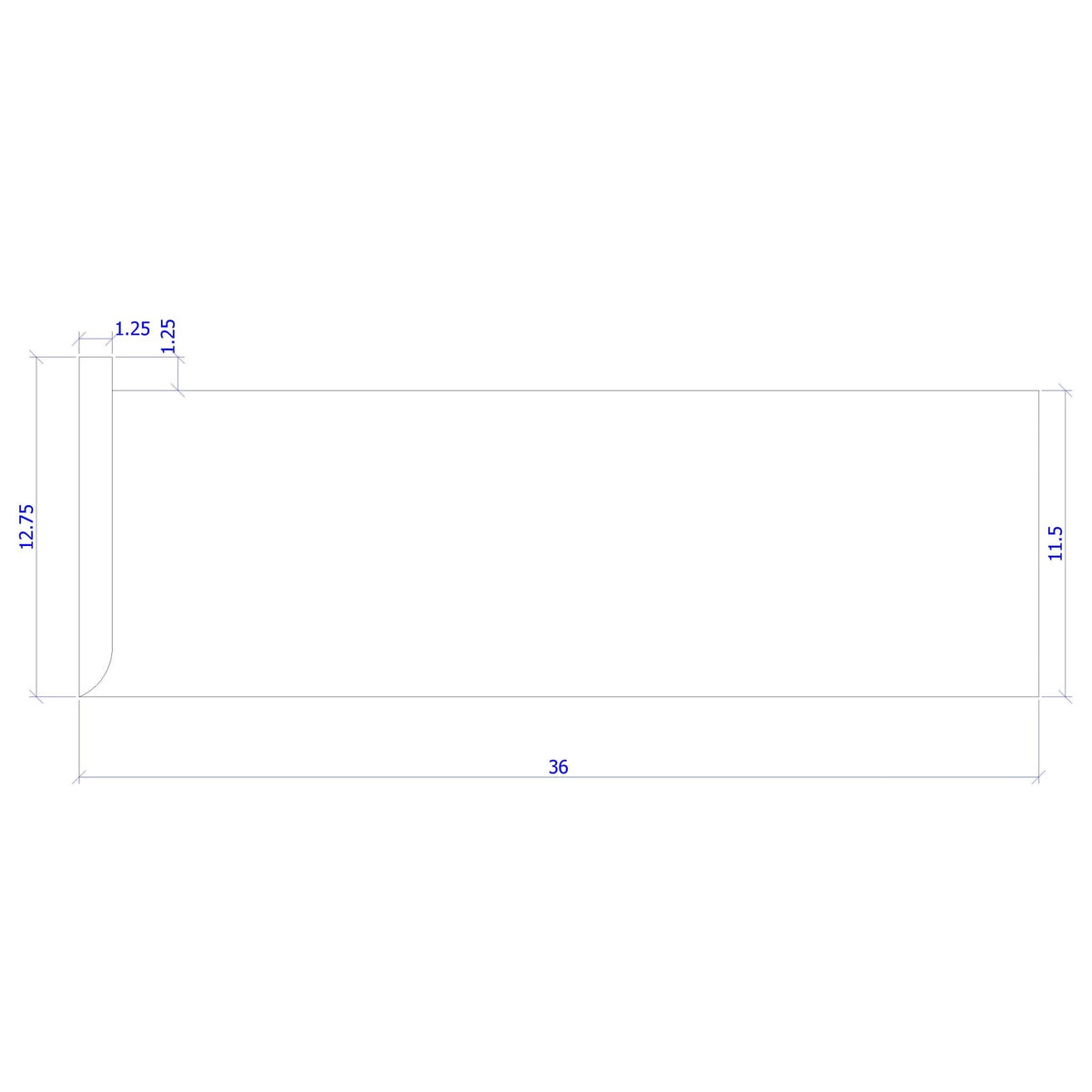 Left Hand Return 1&quot; x 11 - 1/2&quot; Stair Tread (1200LH) - Stair Parts USA