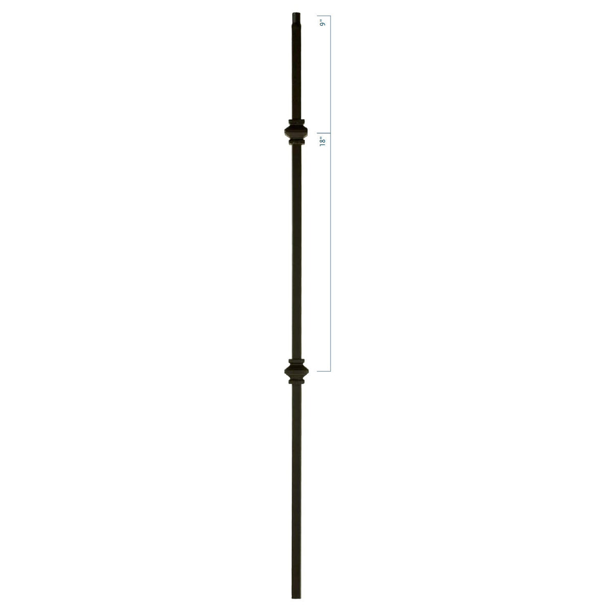 MEGA Series 3/4" Square x 44"H Double Knuckle Hollow Iron Baluster (MEGA - 2KNUC) - Stair Parts USA