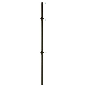MEGA Series 3/4" Square x 44"H Double Knuckle Hollow Iron Baluster (MEGA - 2KNUC) - Stair Parts USA