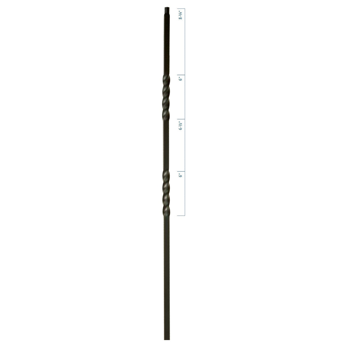 MEGA Series 3/4" Square x 44"H Double Twist Hollow Iron Baluster (MEGA - 2TW) - Stair Parts USA