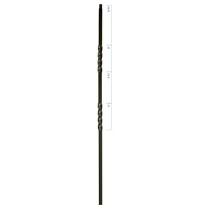 MEGA Series 3/4" Square x 44"H Double Twist Hollow Iron Baluster (MEGA - 2TW) - Stair Parts USA