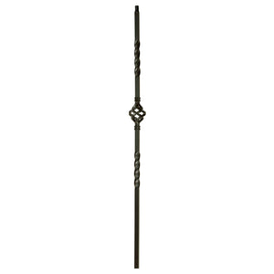 MEGA Series 3/4" Square x 44"H Single Basket Double Twist Hollow Iron Baluster (MEGA - 1BASK) - Stair Parts USA