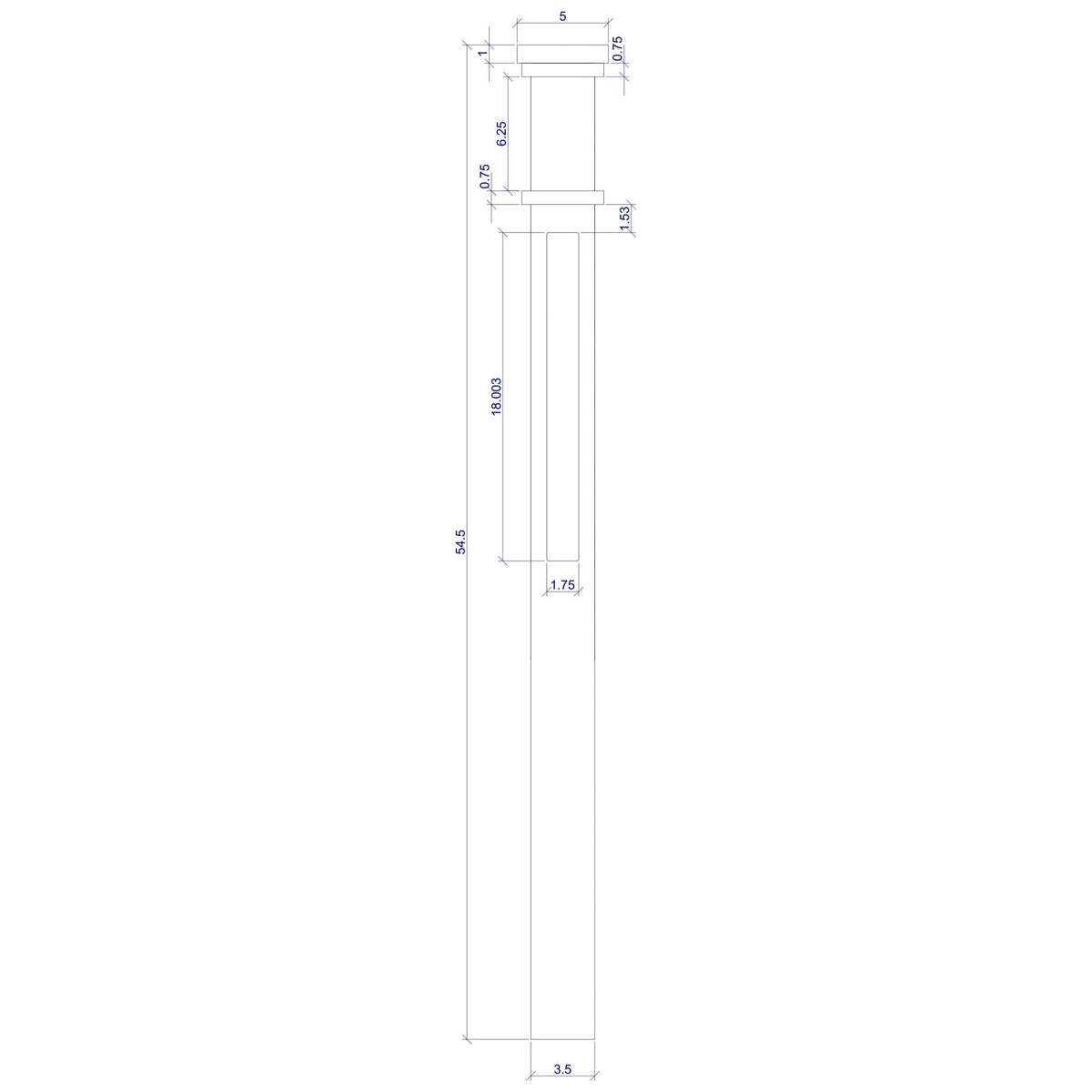 Mission Recessed Flat Panel 3 - 1/2&quot; x 58&quot; Solid Box Newel (MFP - 4075) - Stair Parts USA