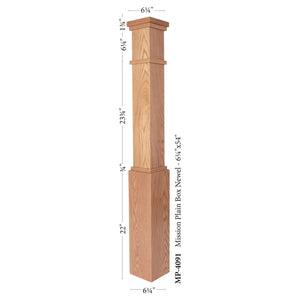 Mission Series 6 - 1/4" x 54" Plain Box Newel (MP - 4091) - Stair Parts USA