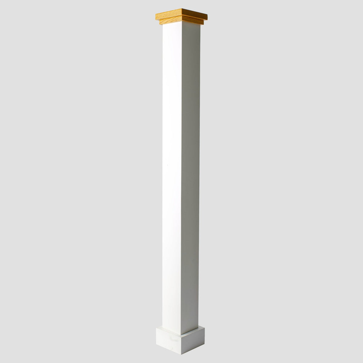 Mission Series: 6&quot; X 57&quot; Plain Box Newel, Primed White w/ Wood Cap (MFP - 4086) - Stair Parts USA