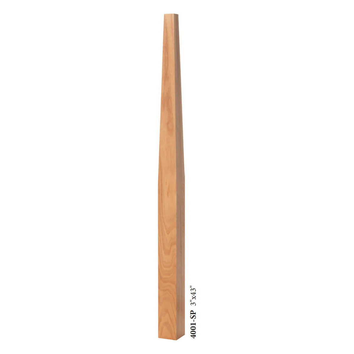 Mission/Contemporary Series 3&quot; x 43&quot; Square Tapered Newel (4001 - SP, Requires $80 setup fee per order) - Stair Parts USA