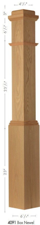American 6-1/4&quot; X 55&quot; 4091 Plain Box Newel (4091)