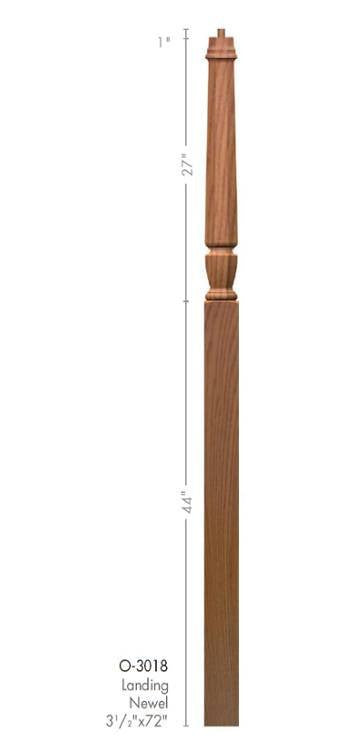 Bunker Hill 3-1/2&quot; x 72&quot; 3018 Pin Top Turned Newel (3018, 3018F, 3018T)
