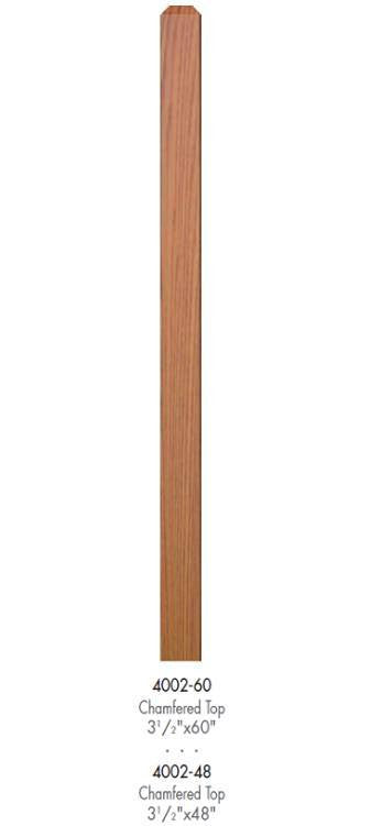 Contemporary 3-1/2" 4002 Turned Newel w/Chamfered Top (48" and 60")