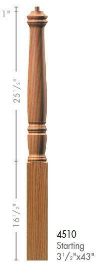 Georgia 3-1/2" x 43" 4510 Pin Top Turned Newel (4510, 4510F, 4510T)